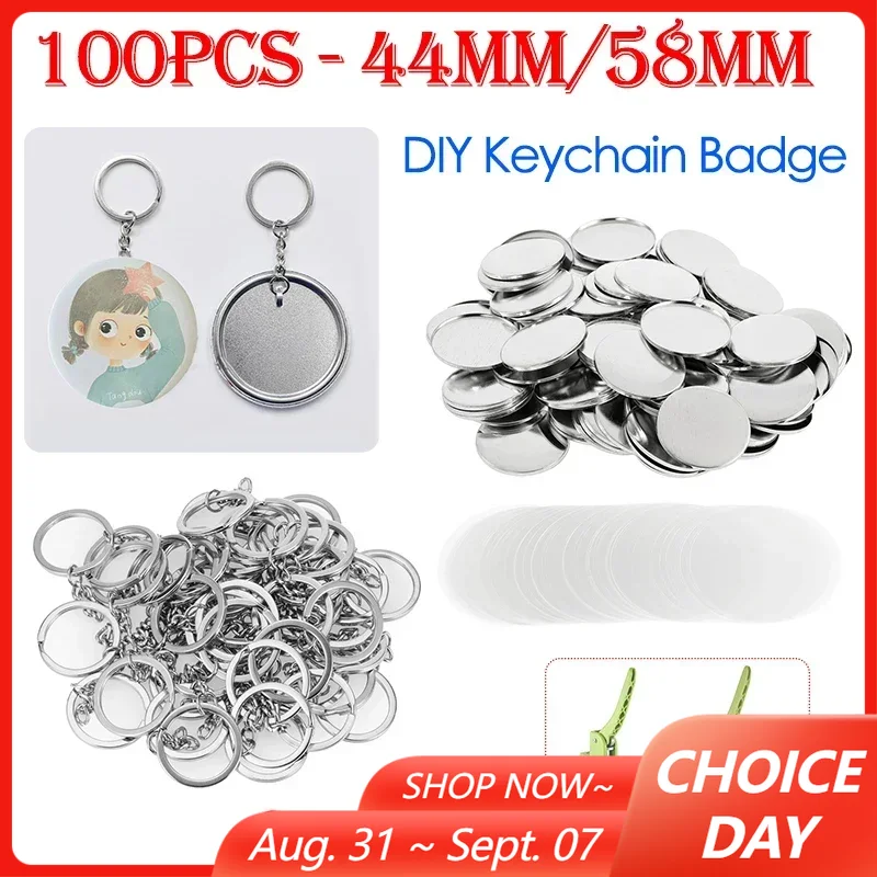 100PCS 44mm 58mm Keychains Bad - Button Badge Blank recension och pris